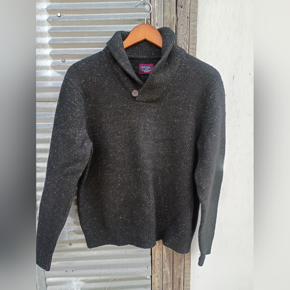 Black Shawl Collar Wool Sweater